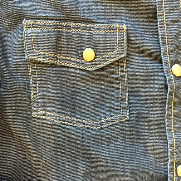 Bonpoint Dark Denim Snap Button Shirt Sz 12 - Picture 4 of 7